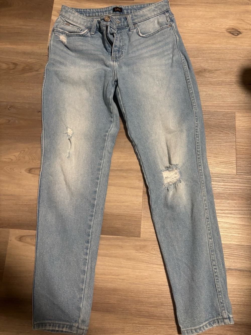 Lee Light Wash Ripped Boyfriend Jeans